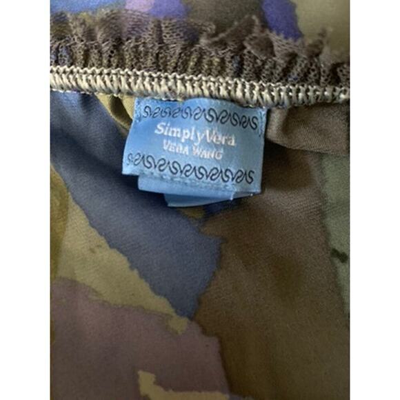 Vera Wang Satin Blue Watercolor Print Chemise Slip Sleepwear Dress Size Small - Picture 4 of 4